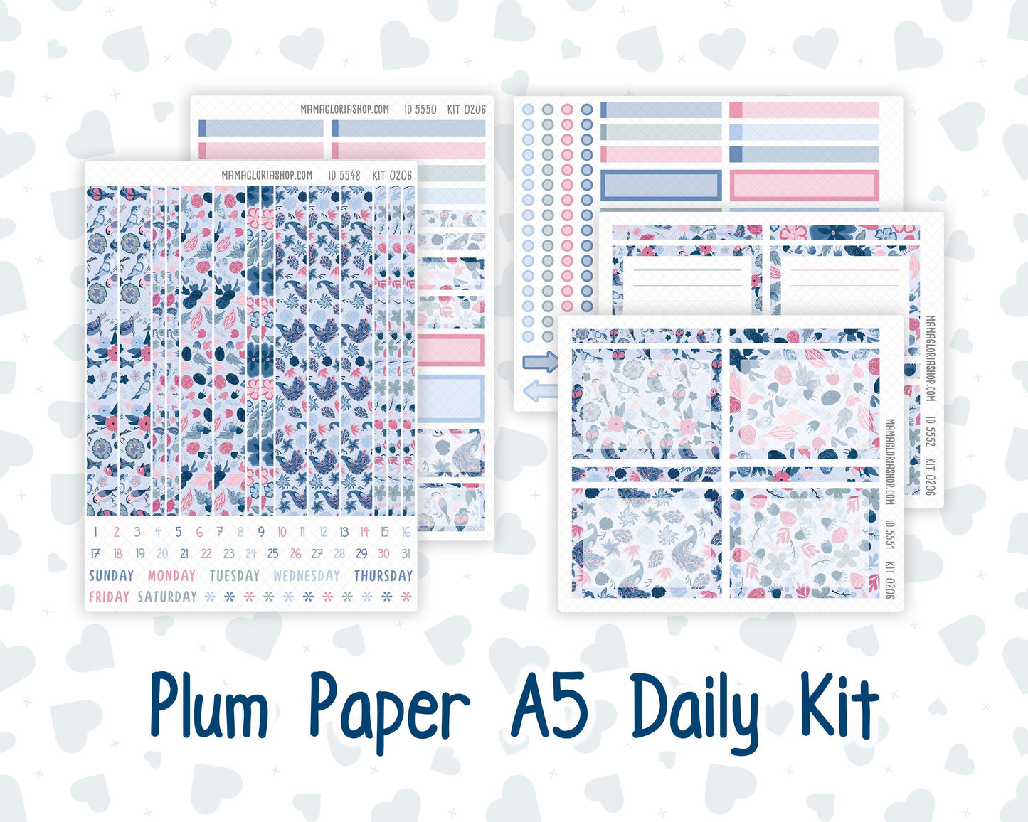 Kit 0206- A5 Plum Paper Daily - Feathered Romance - Planner -February