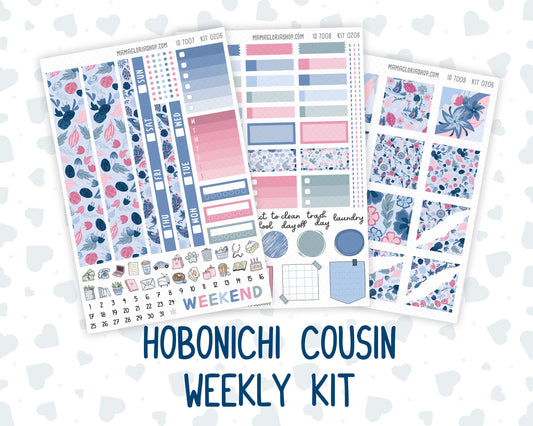 Kit 0206 Hobonichi Cousin – Weekly Kit – 1.3” Wide Columns - Feathered Romance- February