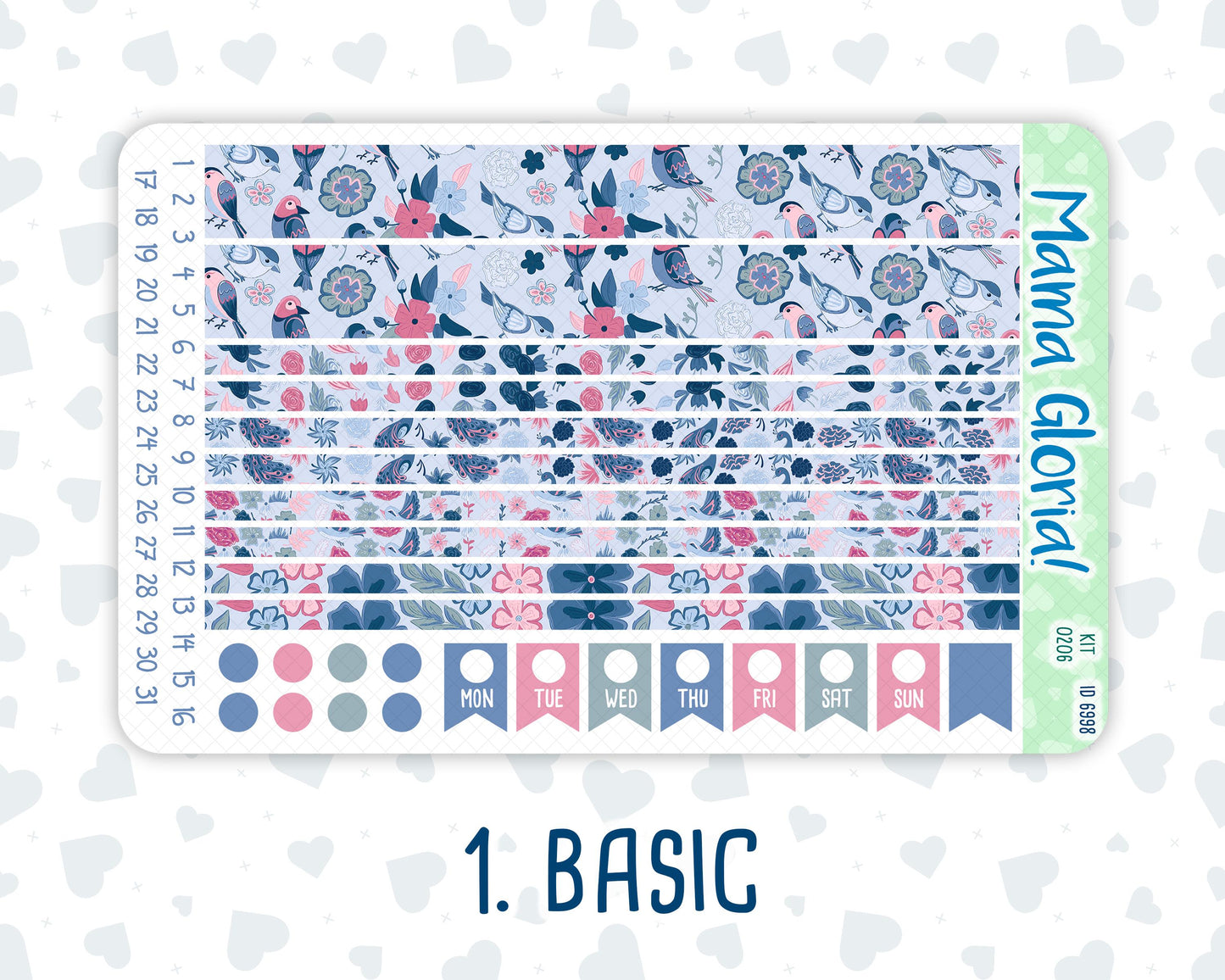 Kit 0206-7x9 - Feathered Romance - Weekly Kit For EC Horizontal Planners - February