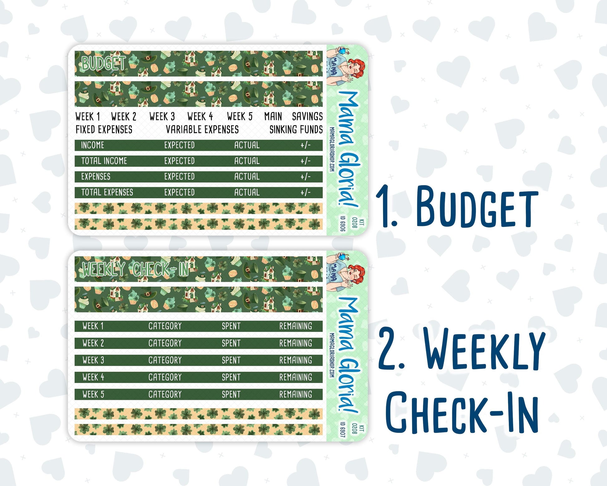 Kit 0208- Budget - Shamrock Lane - For 7x9 & A5 Planners - Notebooks - March