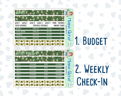 Kit 0208- Budget - Shamrock Lane - For 7x9 & A5 Planners - Notebooks - March