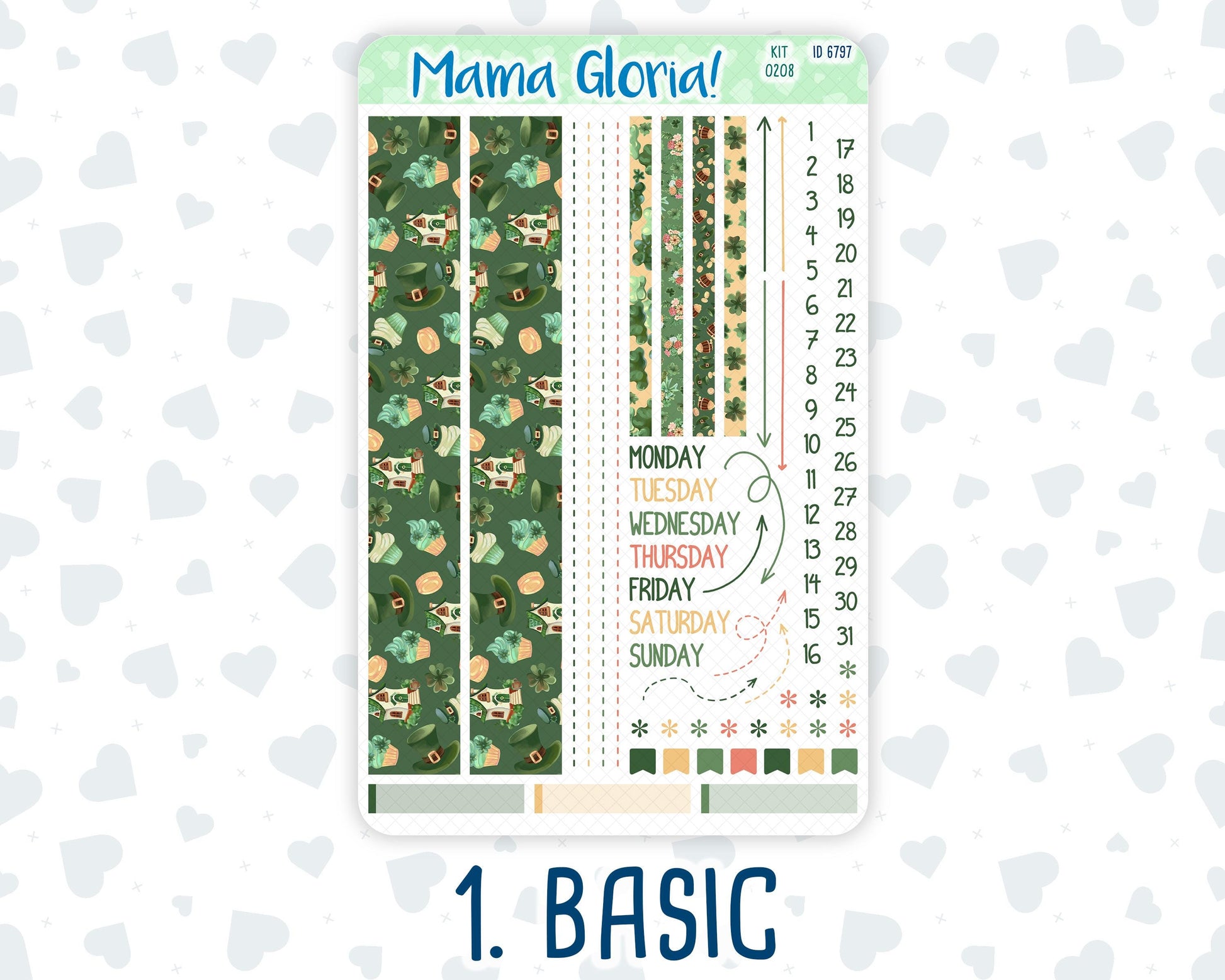 Kit 0208- 7x9 Compact Vertical - Shamrock Lane- Weekly - March