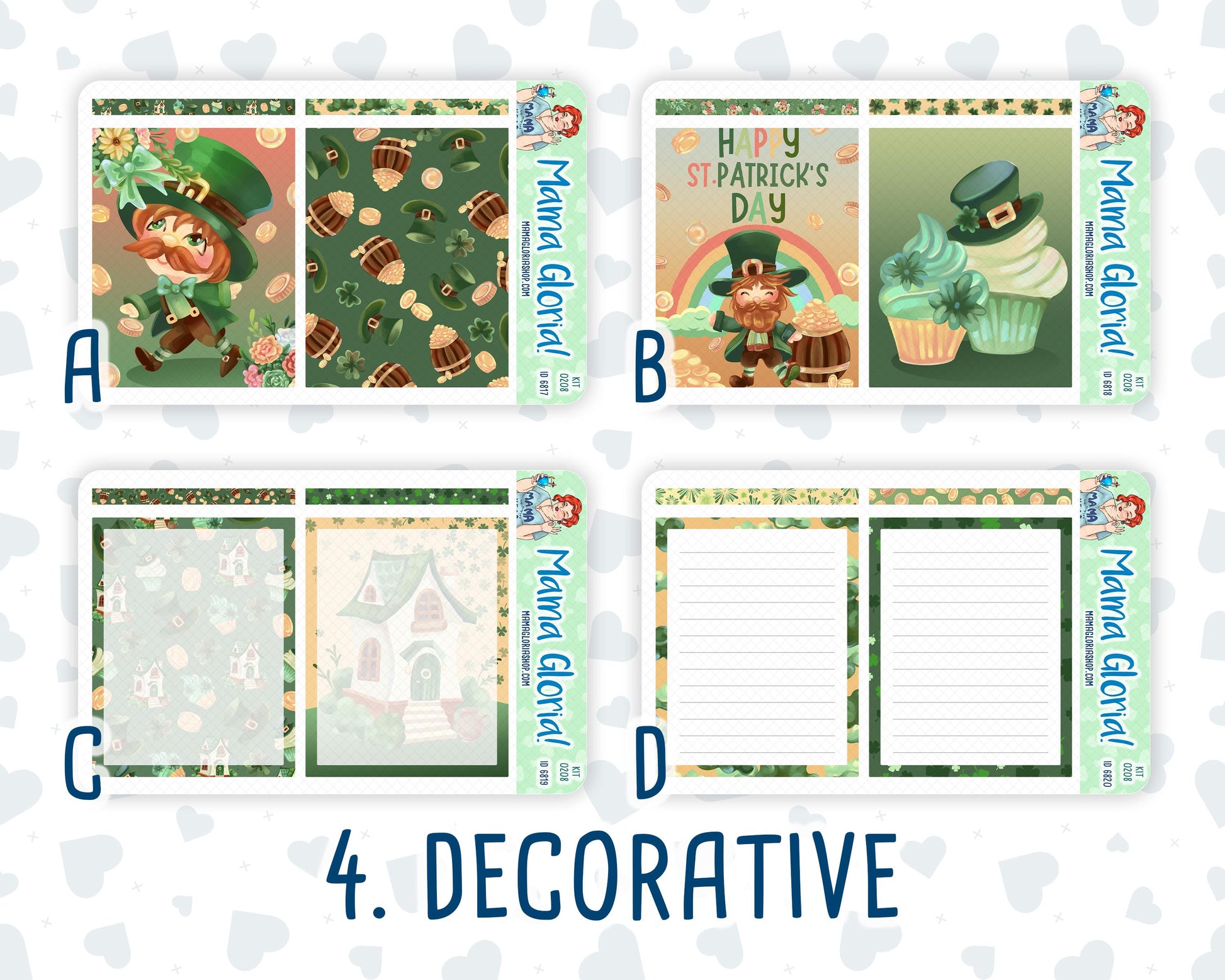 Kit 0208- 7x9 Daily Duo - Shamrock Lane - March - Planner