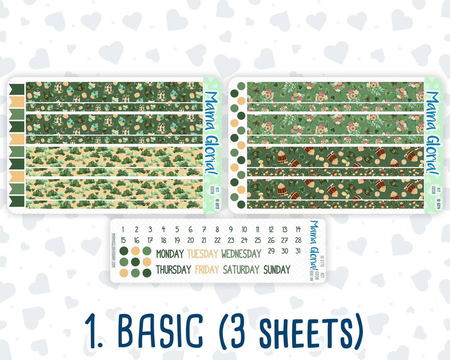 Kit 0208- 7x9 Daily Duo - Shamrock Lane - March - Planner