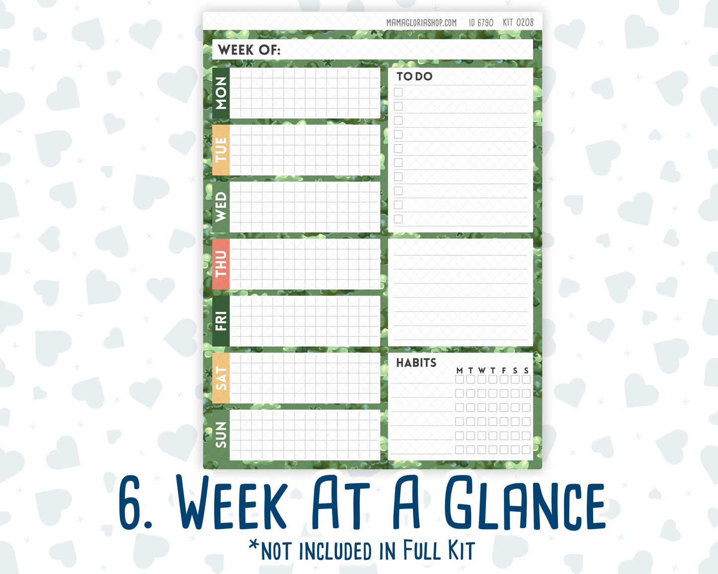 Kit 0208- 7x9 Daily Duo - Shamrock Lane - March - Planner