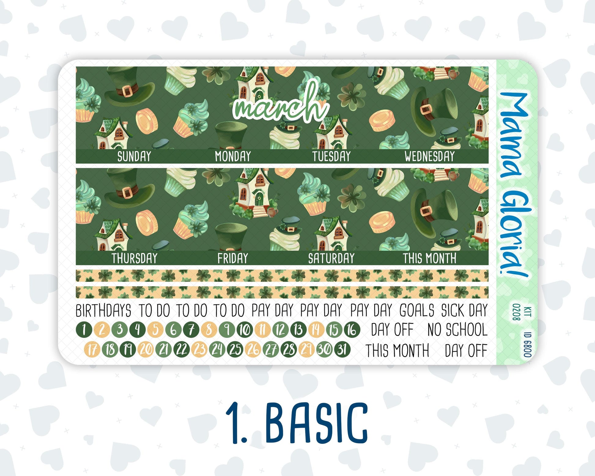 Kit 0208- 7x9 - Monthly - Shamrock Lane - March - For EC Planners