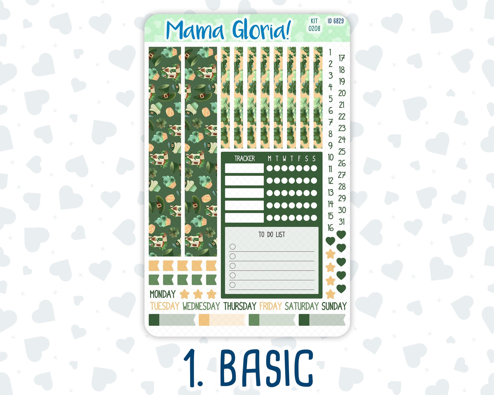 Kit 0208- A5 Compact Vertical - Shamrock Lane - Weekly - March