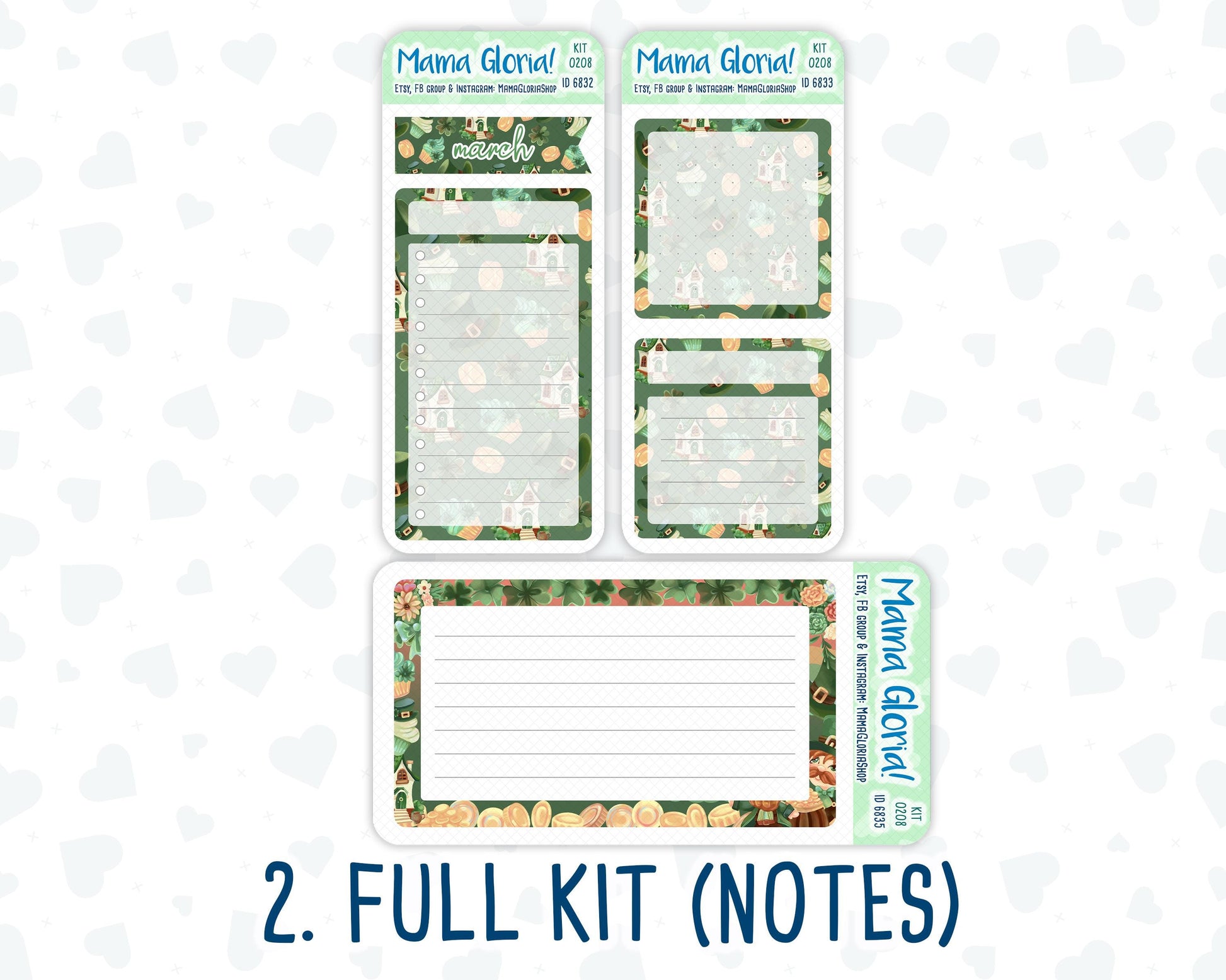 Kit 0208- A5 - Shamrock Lane - March - Notes Pages - Dashboard Kit - Productivity Page