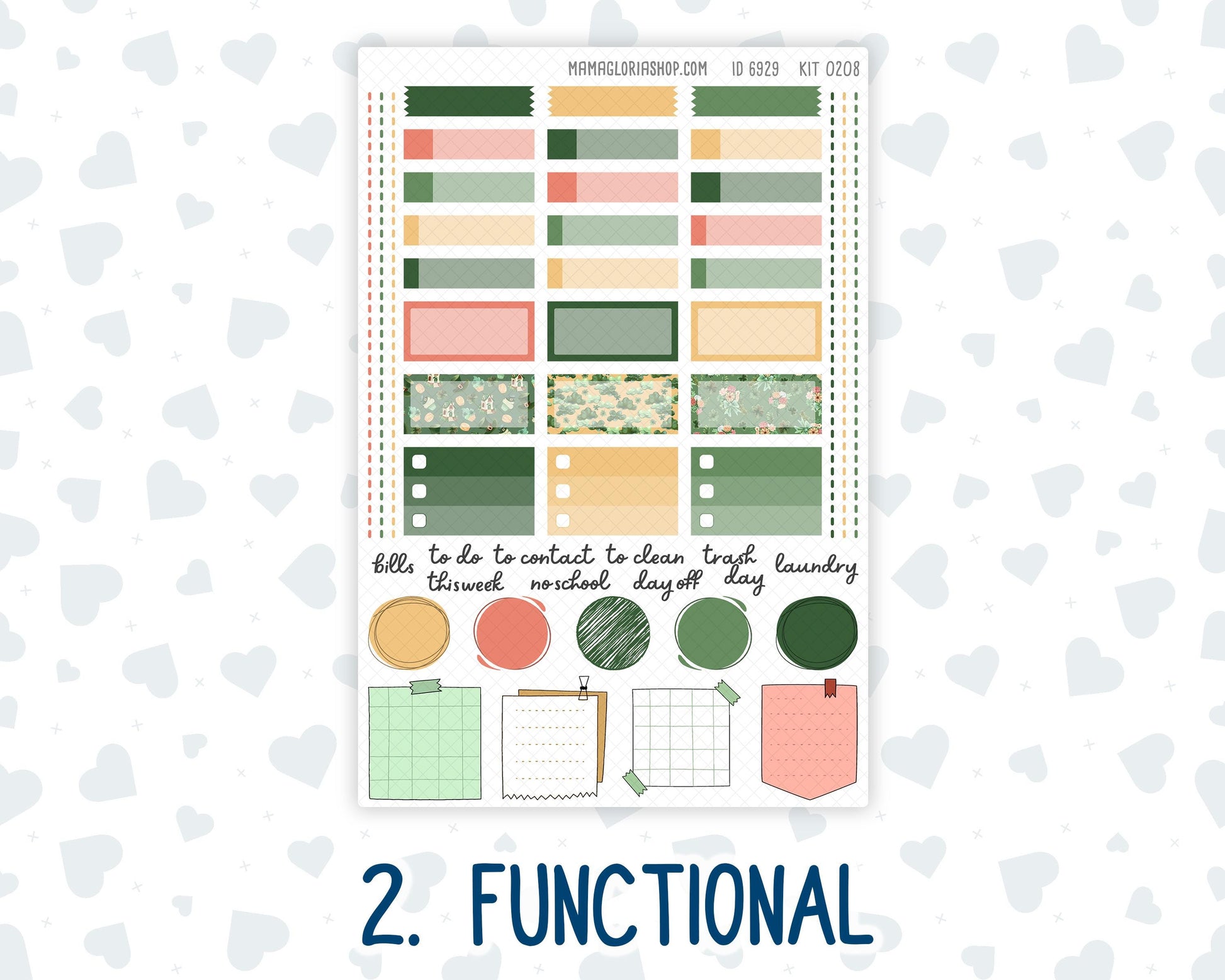 Kit 0208 Hobonichi Cousin – Weekly Kit – 1.3” Wide Columns - Shamrock Lane- March