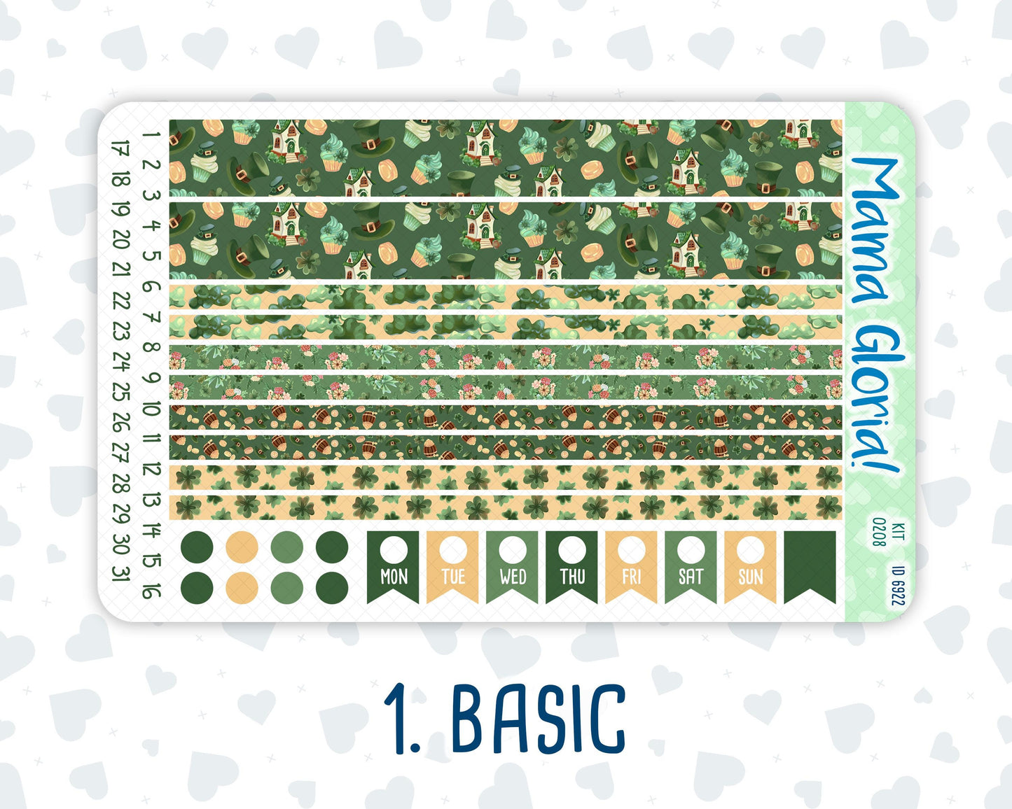 Kit 0208 -7x9 - Shamrock Lane- Weekly Kit For EC Horizontal Planners - March