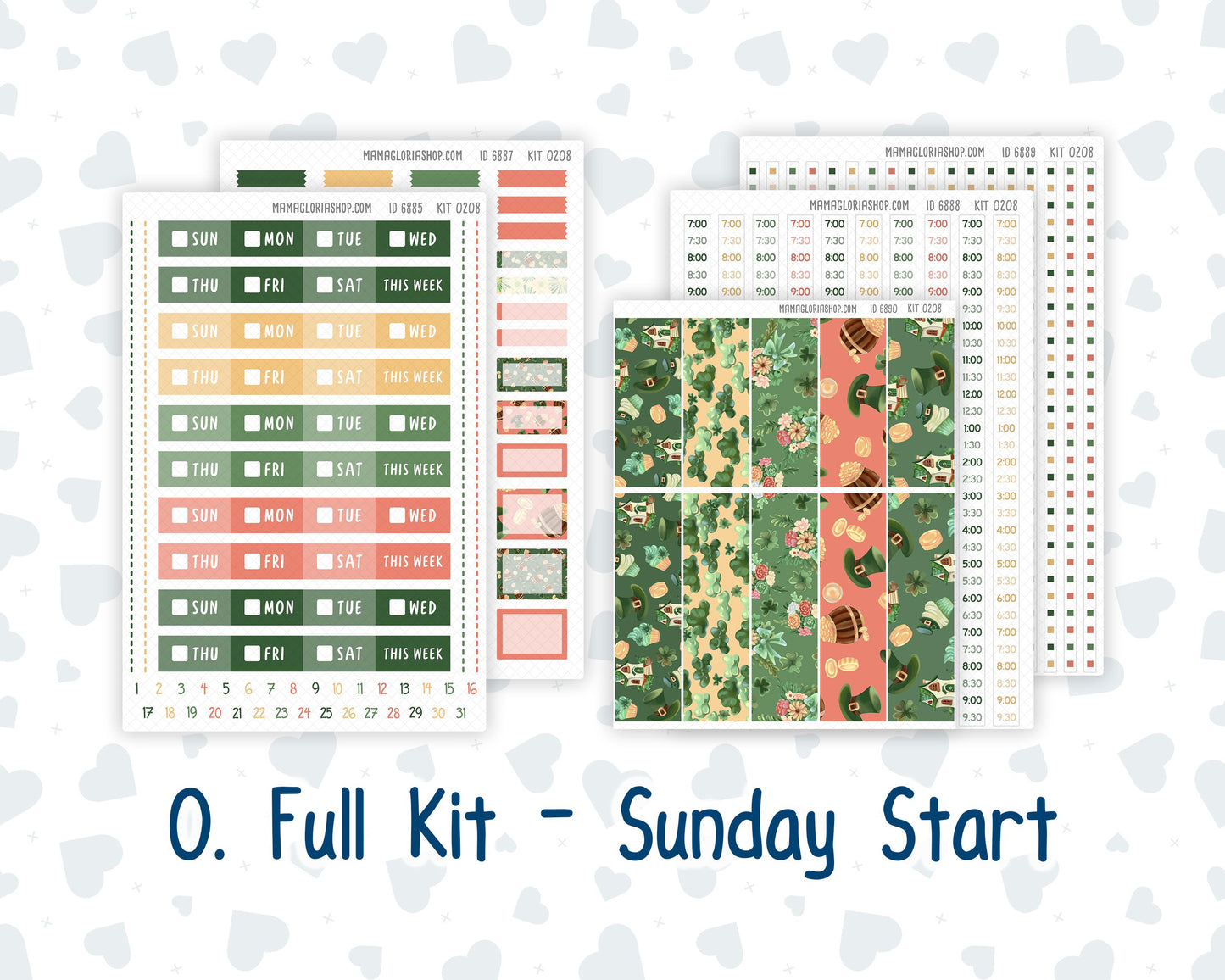 Kit 0208 Laurel Denise Standard Size – Weekly - Vertical Layout - Shamrock Lane - March