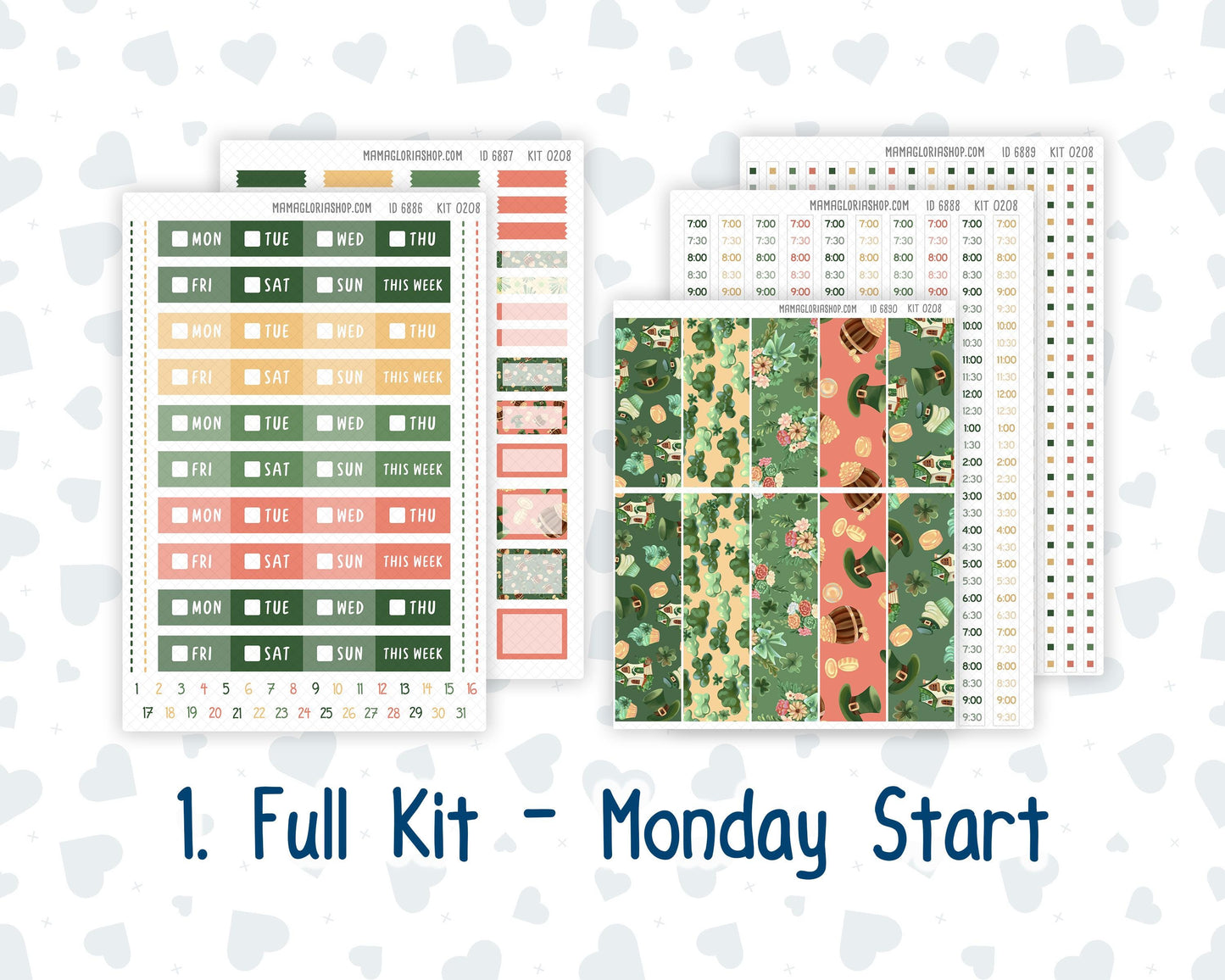 Kit 0208 Laurel Denise Standard Size – Weekly - Vertical Layout - Shamrock Lane - March