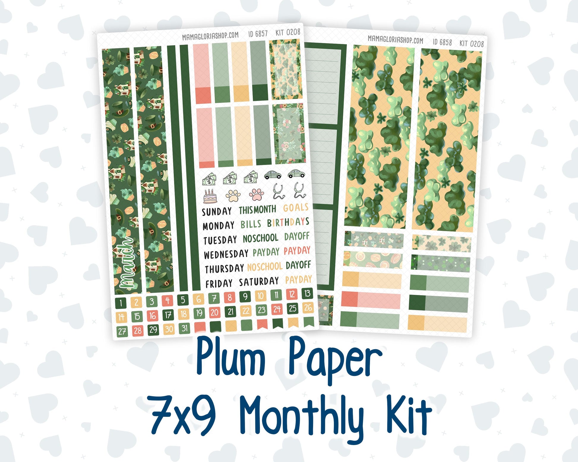 Kit 0208 Plum Paper 7x9 – Monthly - Shamrock Lane - March