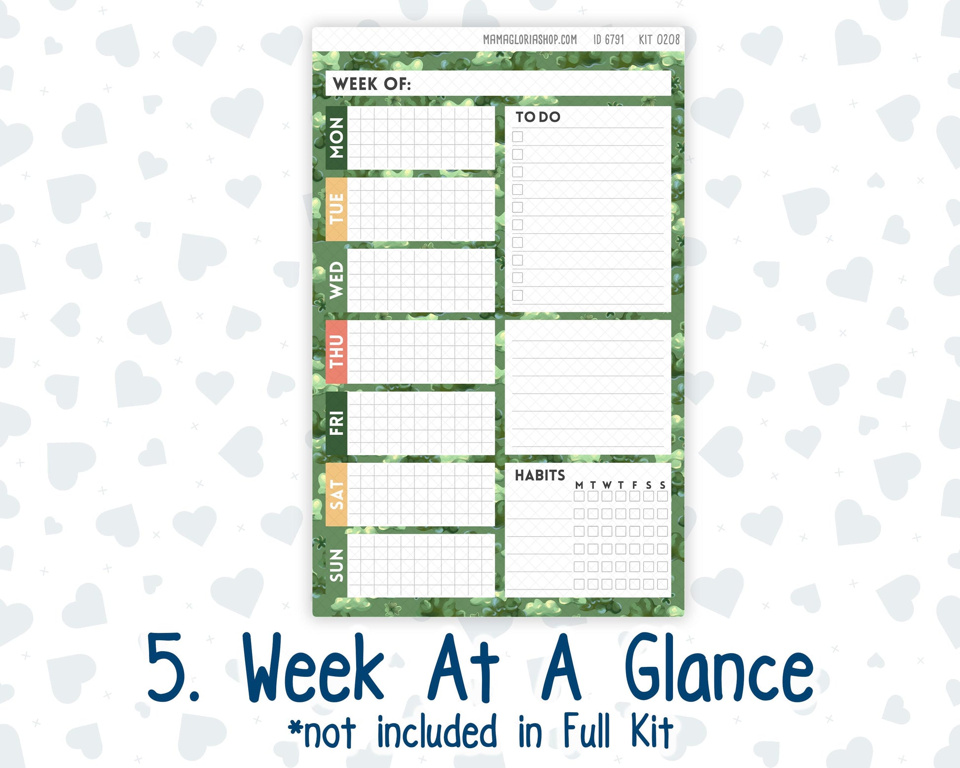 Kit 0208 A5 Plum Paper Daily - Shamrock Lane - Planner -March