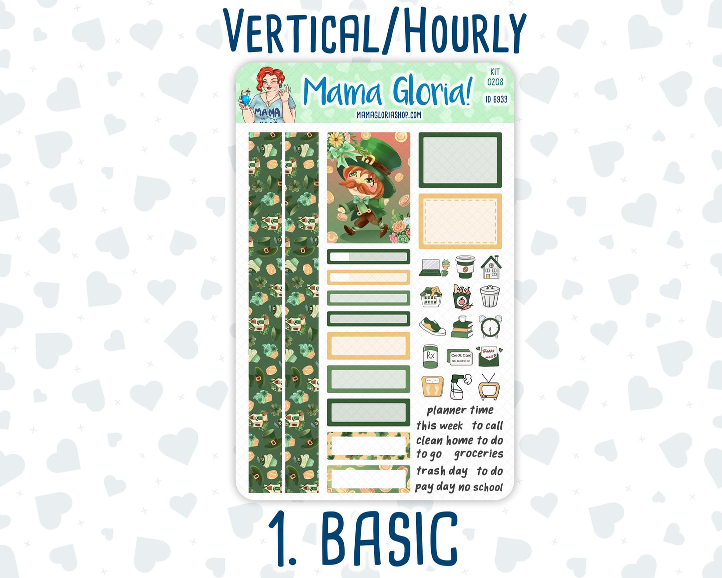 Kit 0208- 7x9 - Shamrock Lane- March- Weekly Kit For Planners