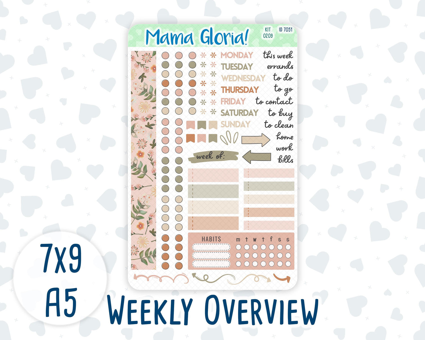 Kit 0209- Weekly Overview -Forest Friends- March - For 7x9 & A5 Planners - Notebooks