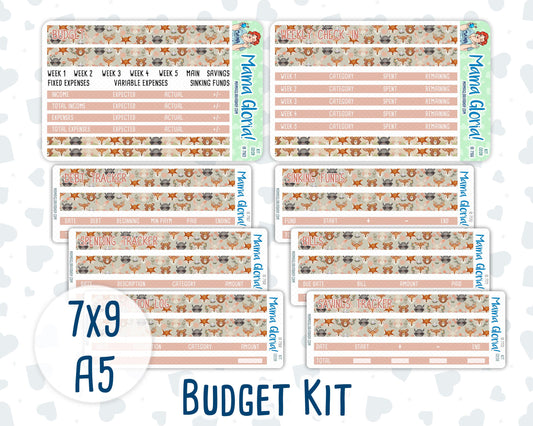 Kit 0209- Budget - Forest Friends - For 7x9 & A5 Planners - Notebooks - March