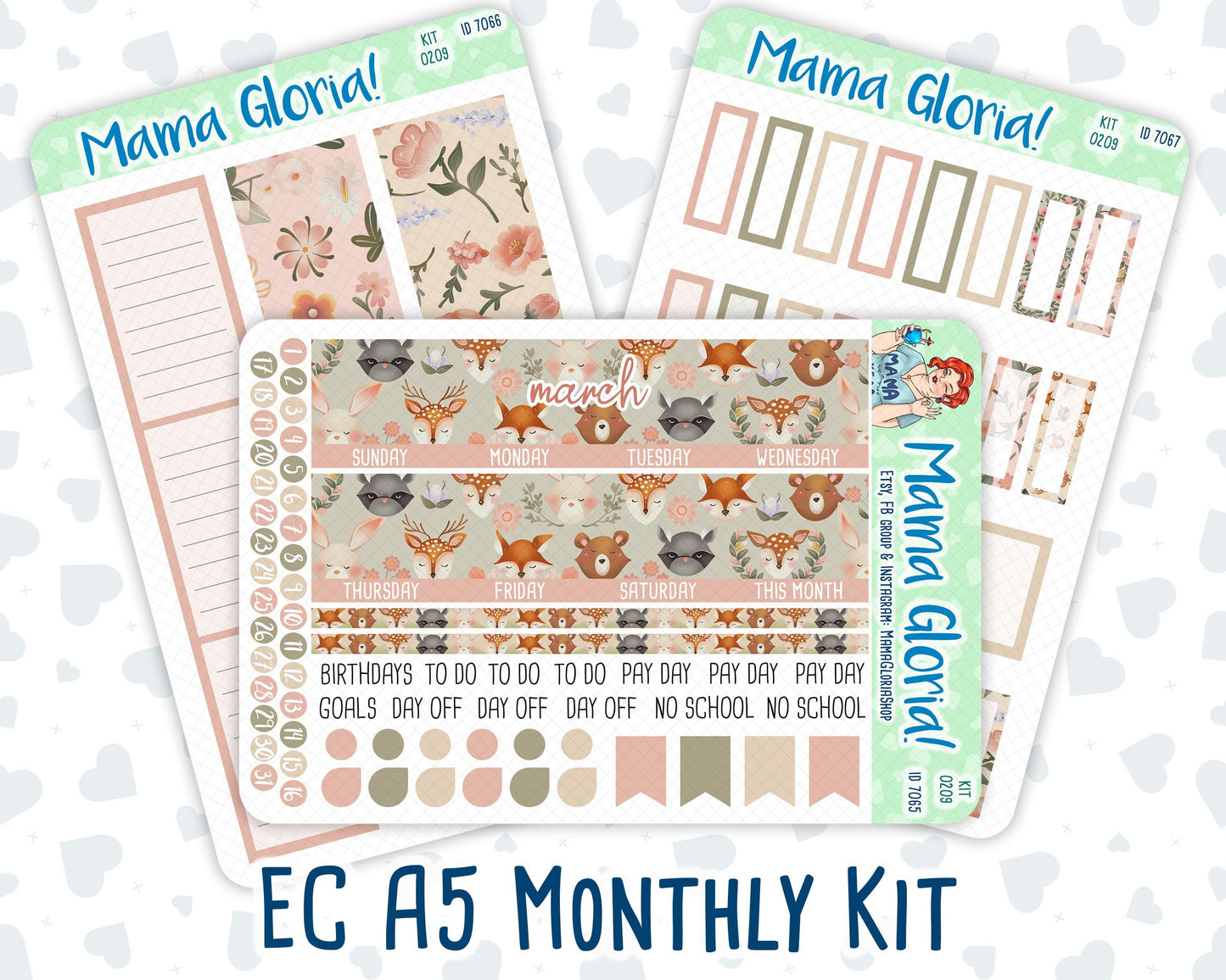 Kit 0209-A5 -Monthly - Forest Friends- March - Kit