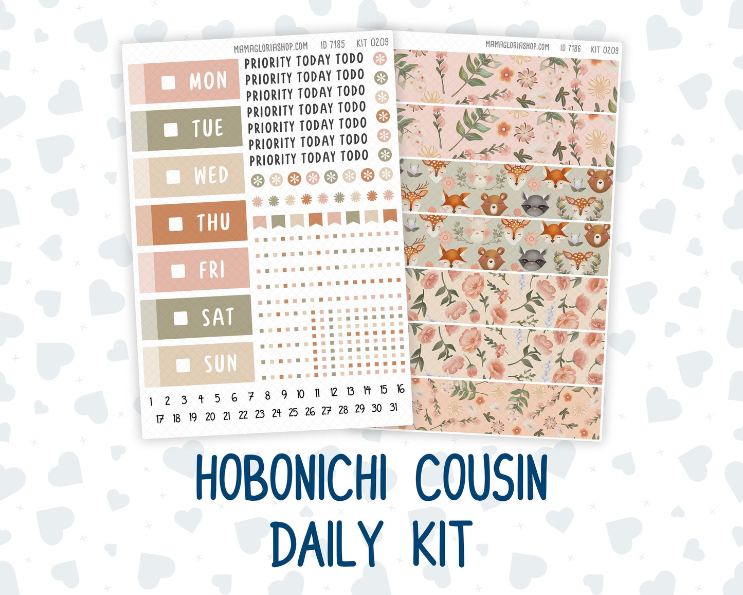 Kit 0209 - Hobonichi Cousin – Daily Kit - Forest Friends - March