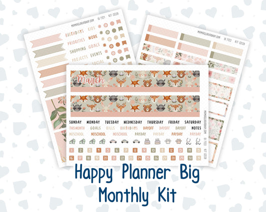 HP - Monthly - Kit 0209- Forest Friends - March- For Big Happy Planner