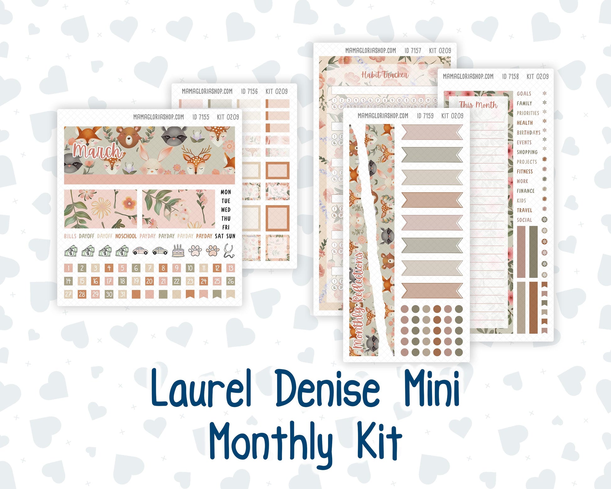 Kit 0209 Laurel Denise Mini Size – Monthly - Forest Friends - March