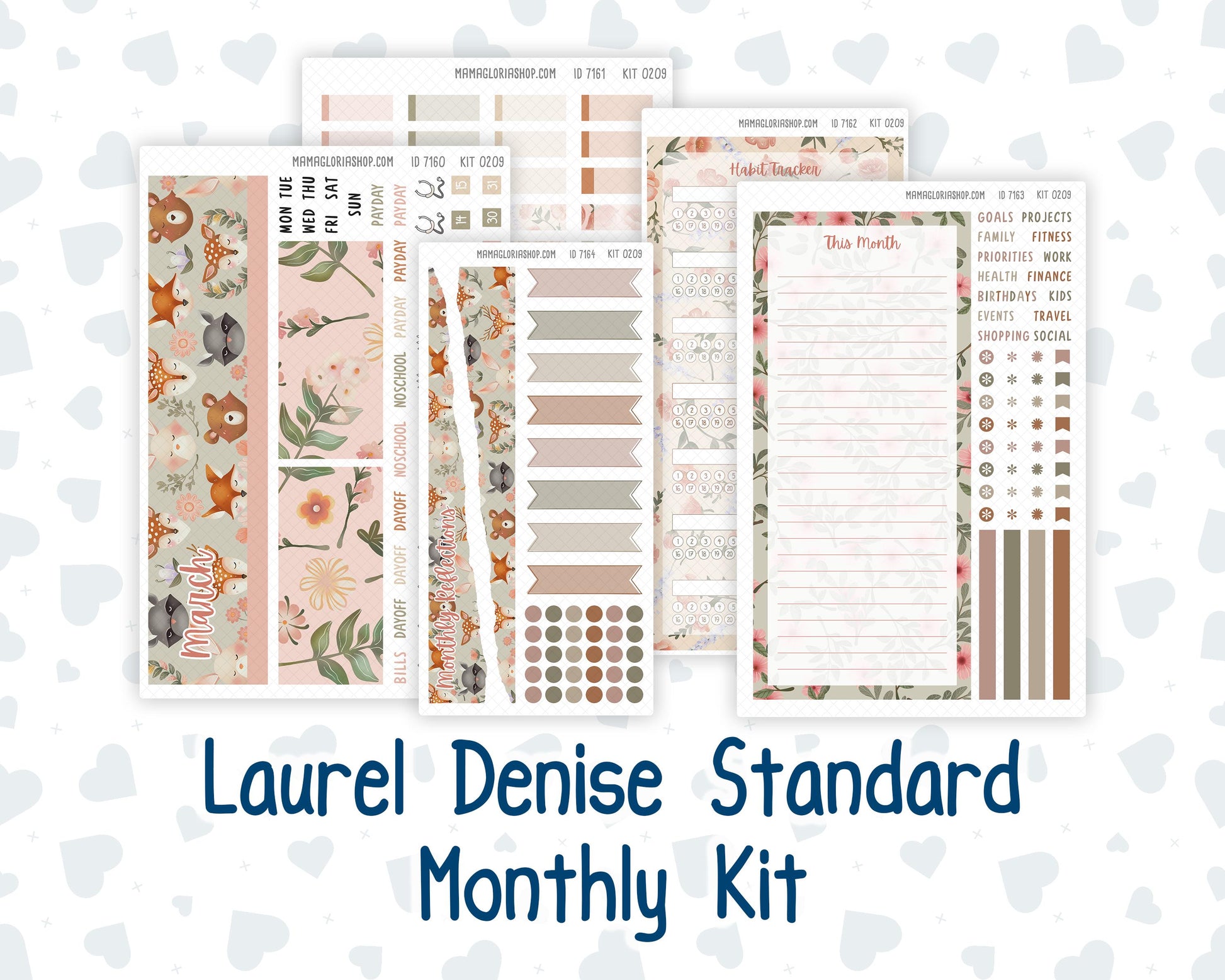 Kit 0209 Laurel Denise Standard Size – Monthly - Forest Friends - March