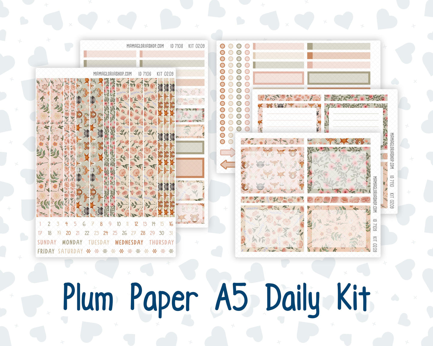 Kit 0209 A5 Plum Paper Daily - Forest Friends - Planner -March