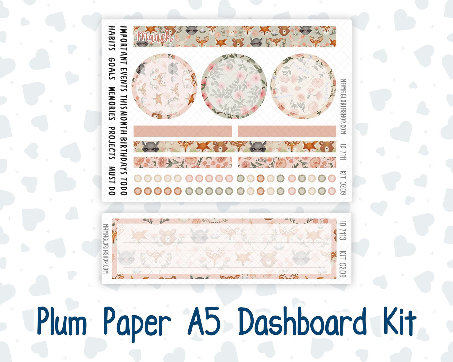 Kit 0209 Plum Paper A5– Dashboard - Forest Friends - March