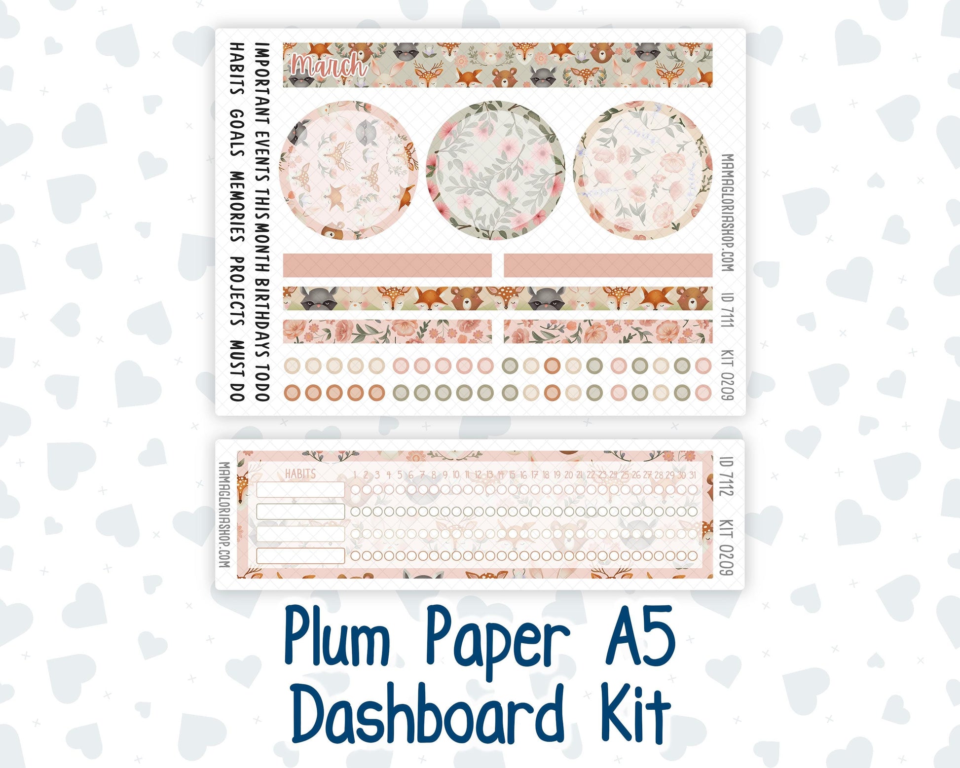 Kit 0209 Plum Paper A5– Dashboard - Forest Friends - March