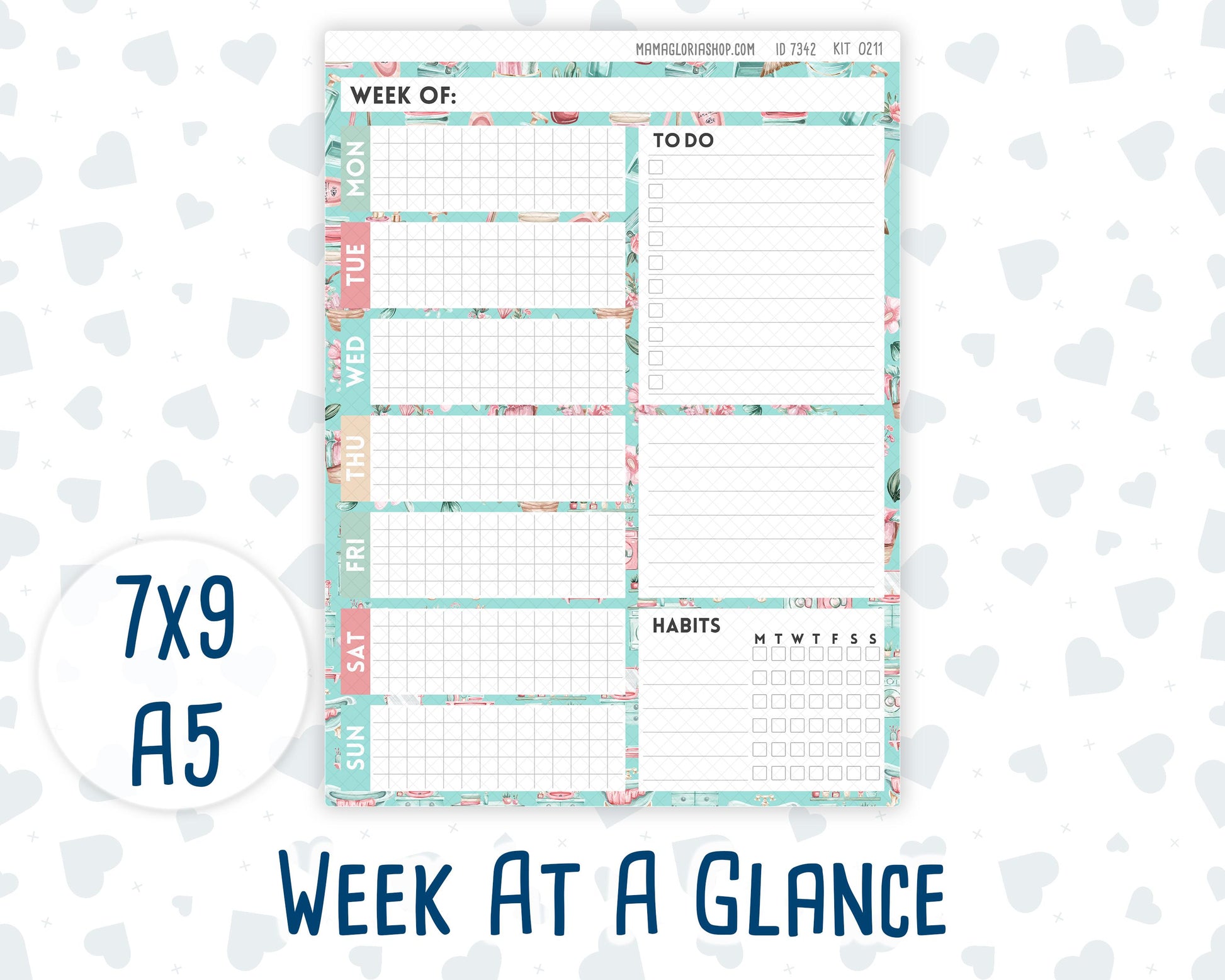 Kit 0211 - Week At A Glance - Spring Chores - March - For 7x9 & A5 Planners - Notebooks