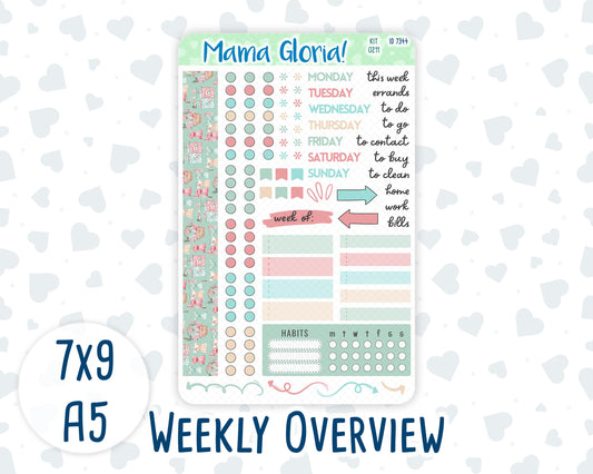 Kit 0211- Weekly Overview -Spring Chores- March - For 7x9 & A5 Planners - Notebooks