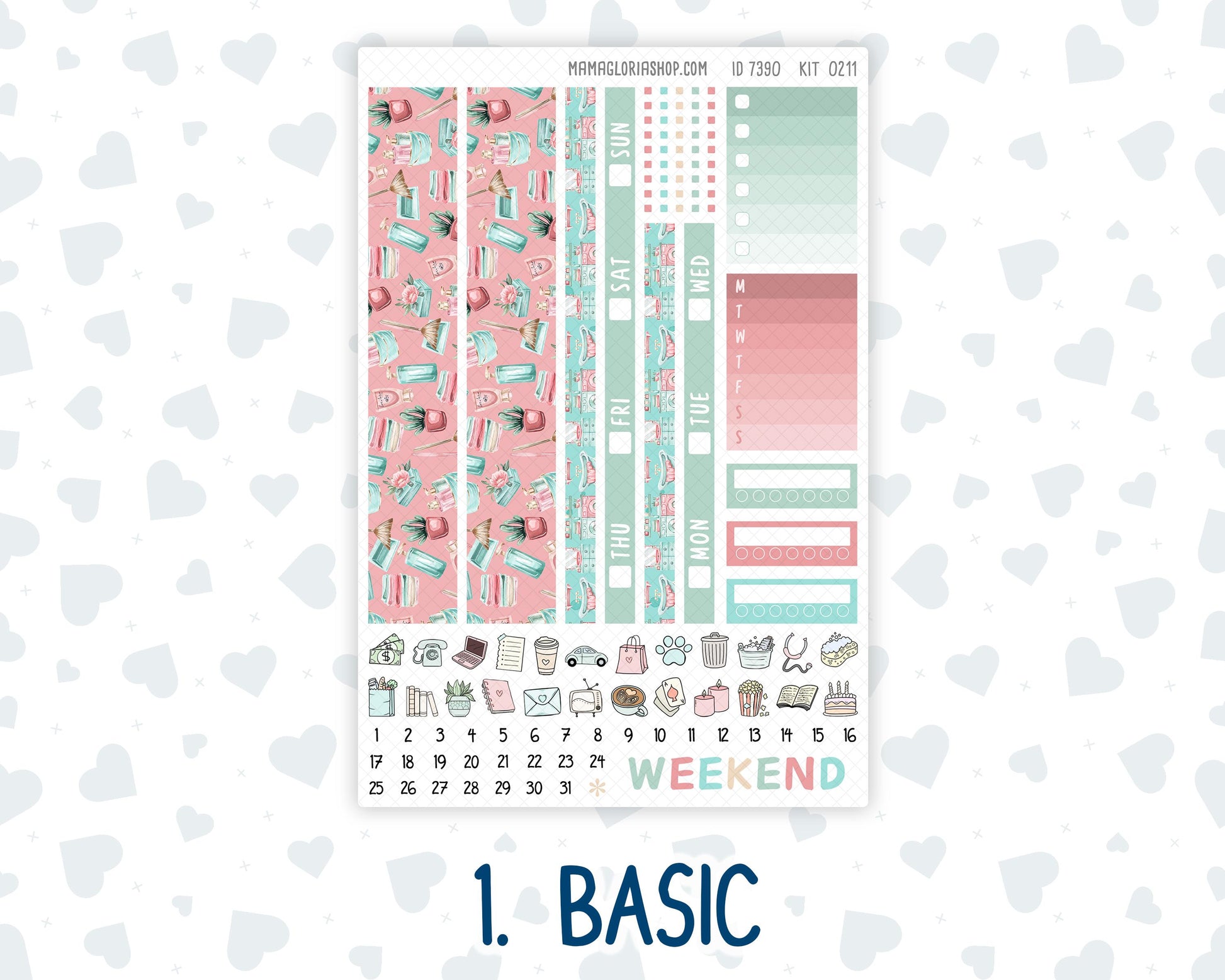 Kit 0211 - Hobonichi Cousin – Weekly Kit – 1.3” Wide Columns - Spring Chores - March