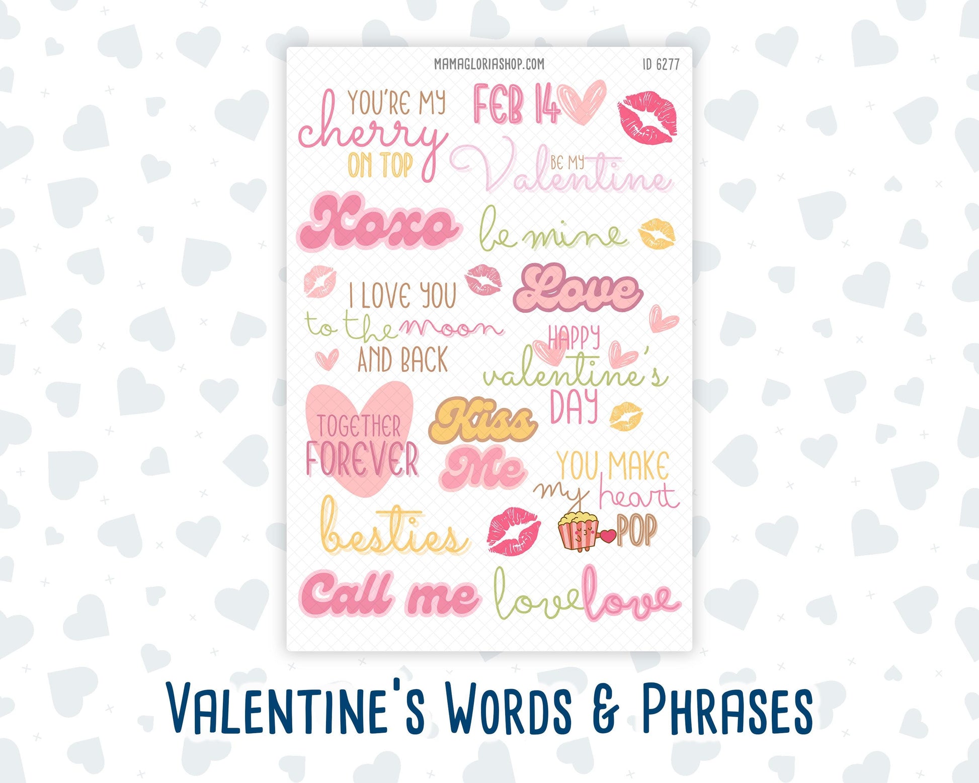 Clipart - Valentine's Words&Phrases - For Planners - Journals - Valentines Day