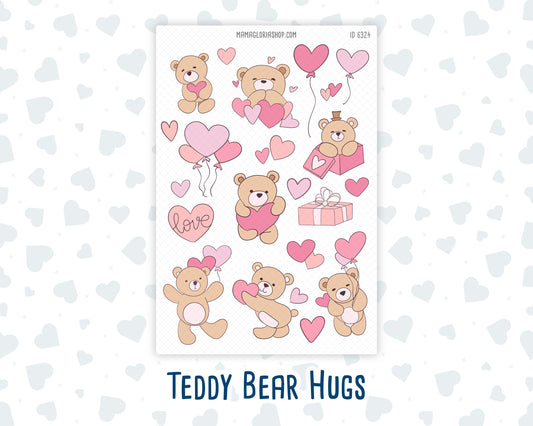 Clipart - Teddy Bear Hugs - For Planners - Journals - Valentines Day