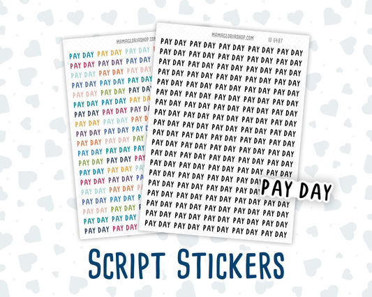 Pay Day - Script Stickers For Planners - Headers