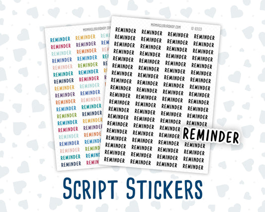 Reminder - Script Stickers For Planners - Headers