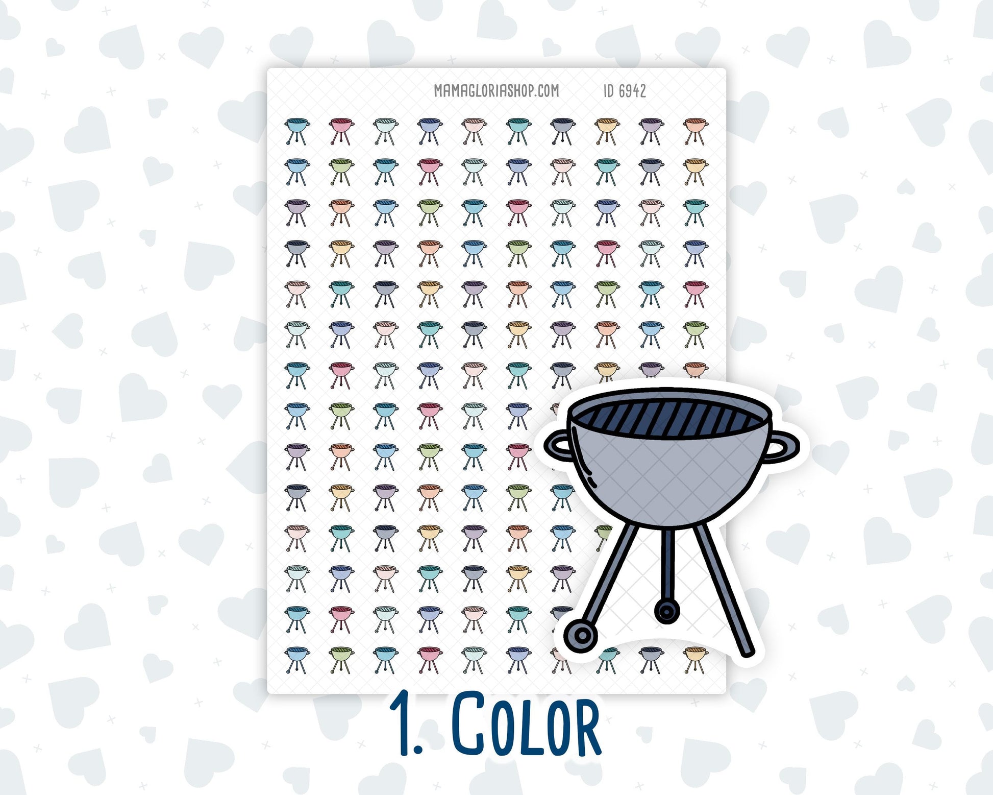 BBQ- Barbecue Grill - Doodle Icon-Sticker