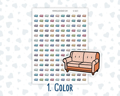 Couch - Lazy Day - Cozy Sofa - Living Room - Doodle Icon-Sticker