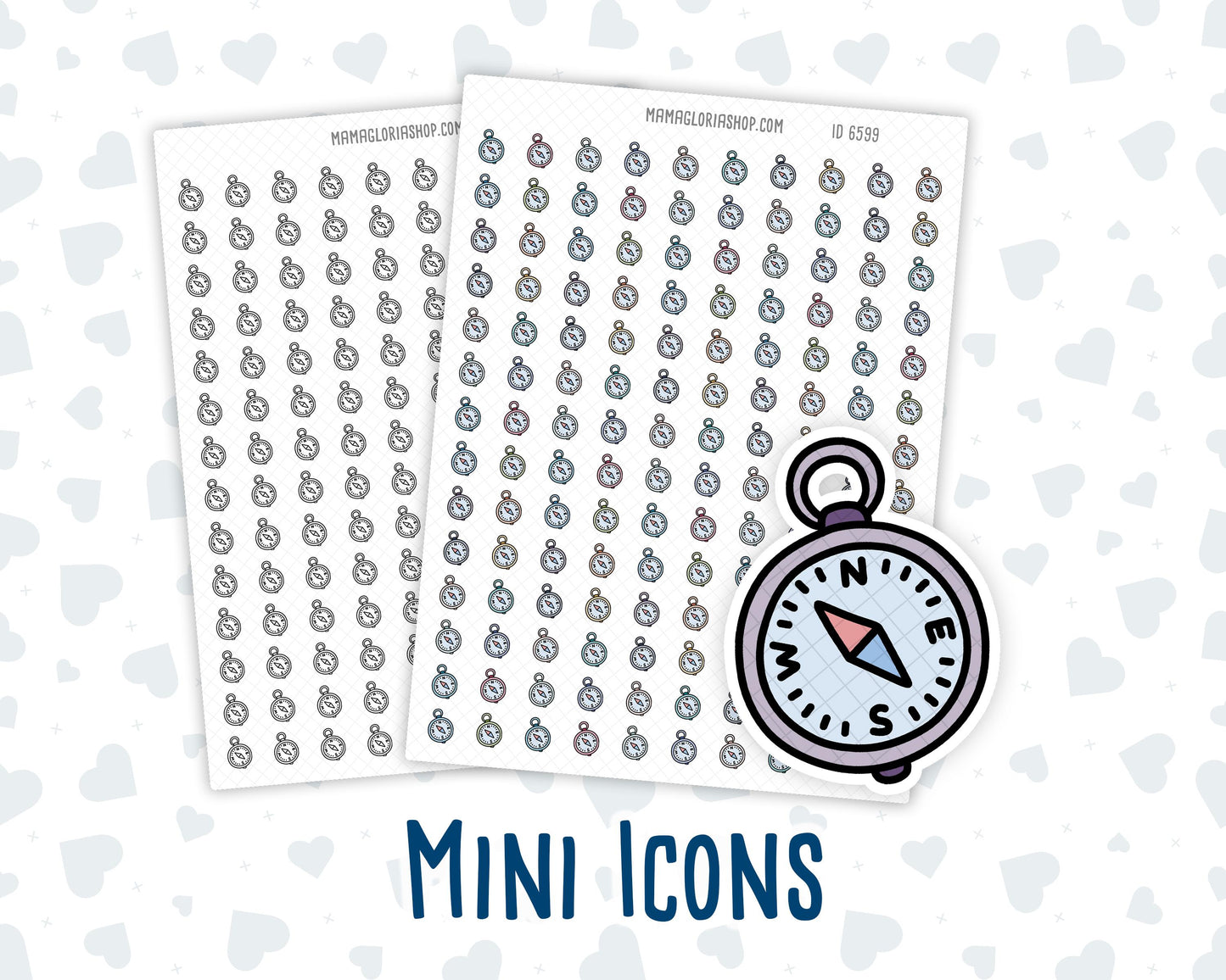 Navigation Compass - Travel Direction - Hiking - Doodle Icon-Sticker