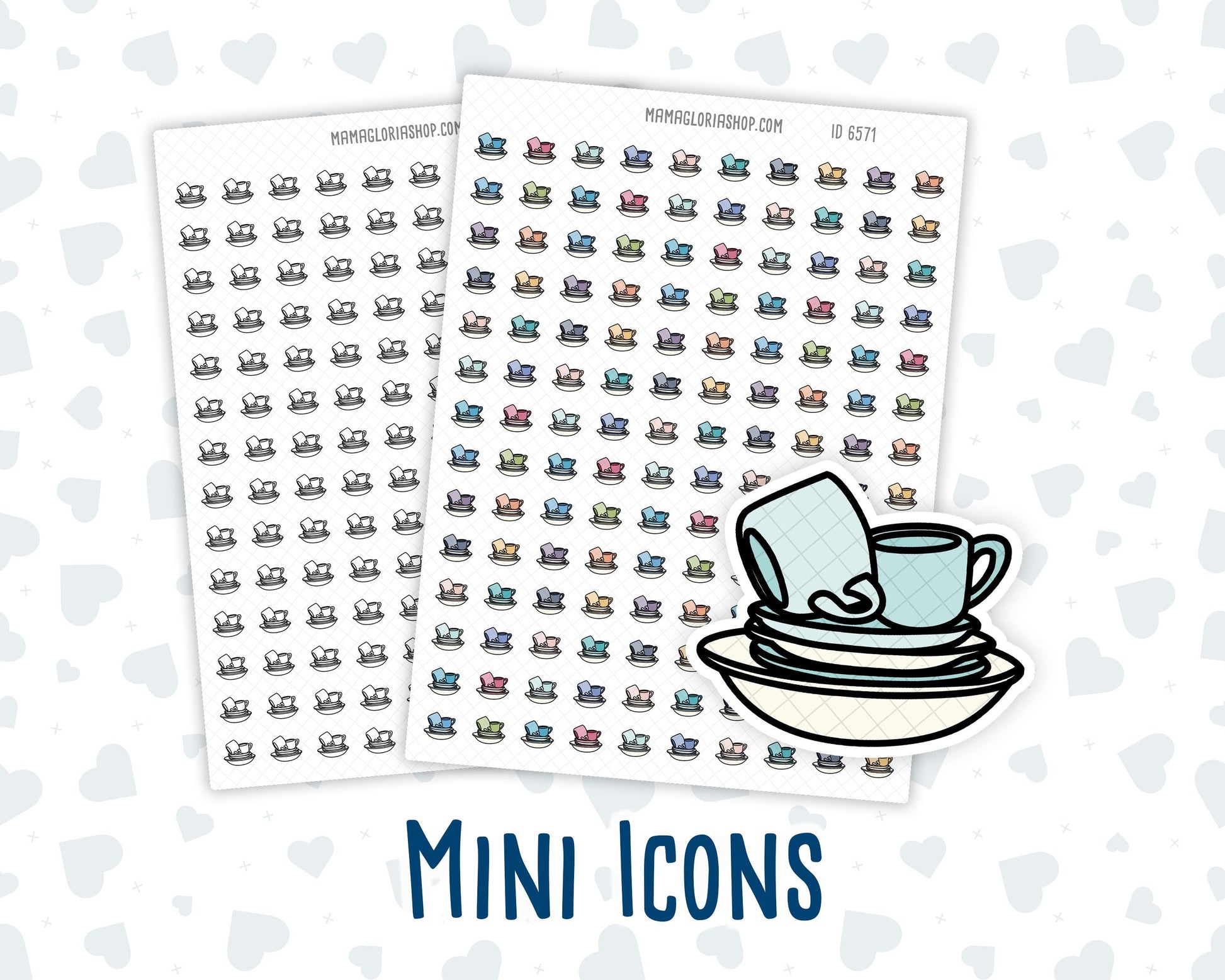 Dishes - Dishwashing - Kitchen Chores - Doodle Icon-Sticker