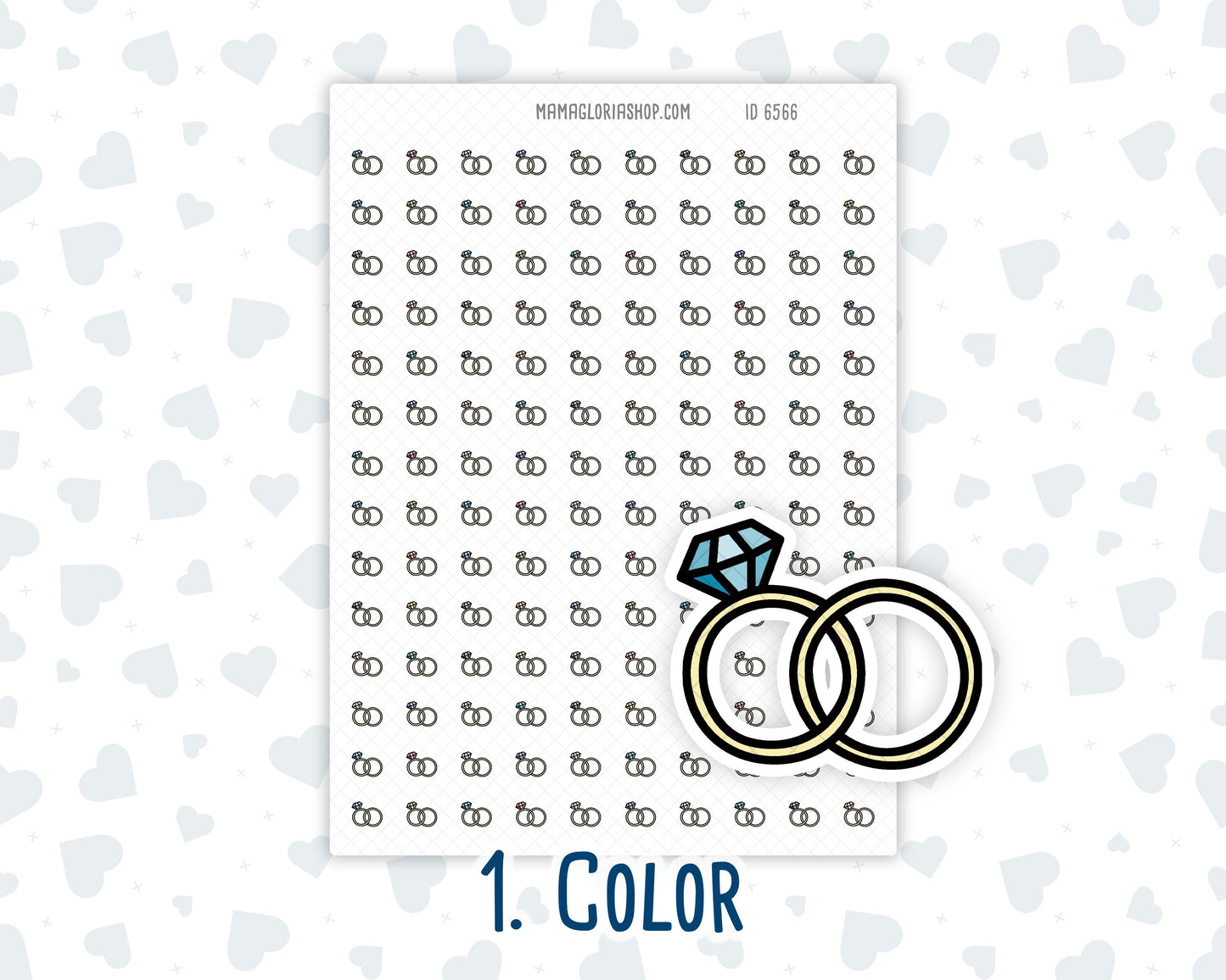 Wedding Rings - Engagement - Anniversary - Doodle Icon-Sticker