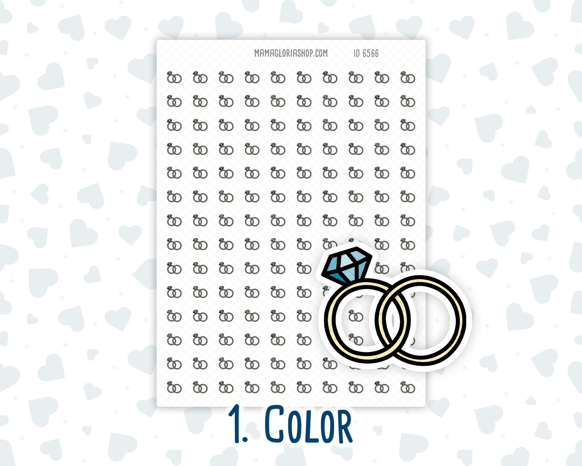 Wedding Rings - Engagement - Anniversary - Doodle Icon-Sticker