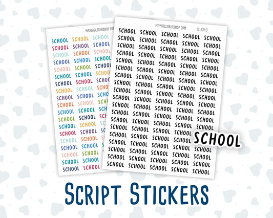 School - Script Stickers For Planners - Headers