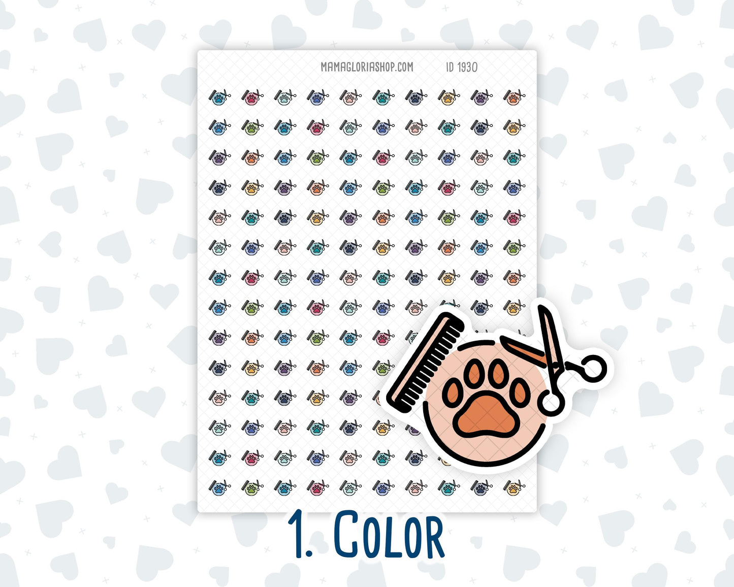 Pet Grooming - Dog - Pet Care - Doodle Icon-Sticker