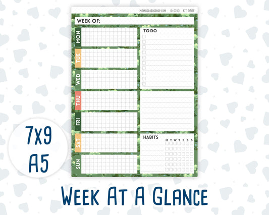 Kit 0208- Week At A Glance - Shamrock Lane - March - For 7x9 & A5 Planners - Notebooks