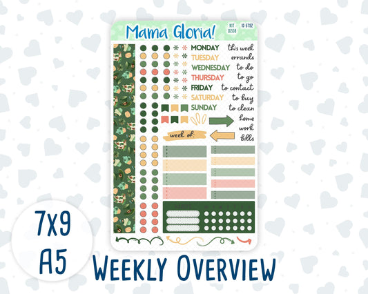 Kit 0208- Weekly Overview -Shamrock Lane- March - For 7x9 & A5 Planners - Notebooks