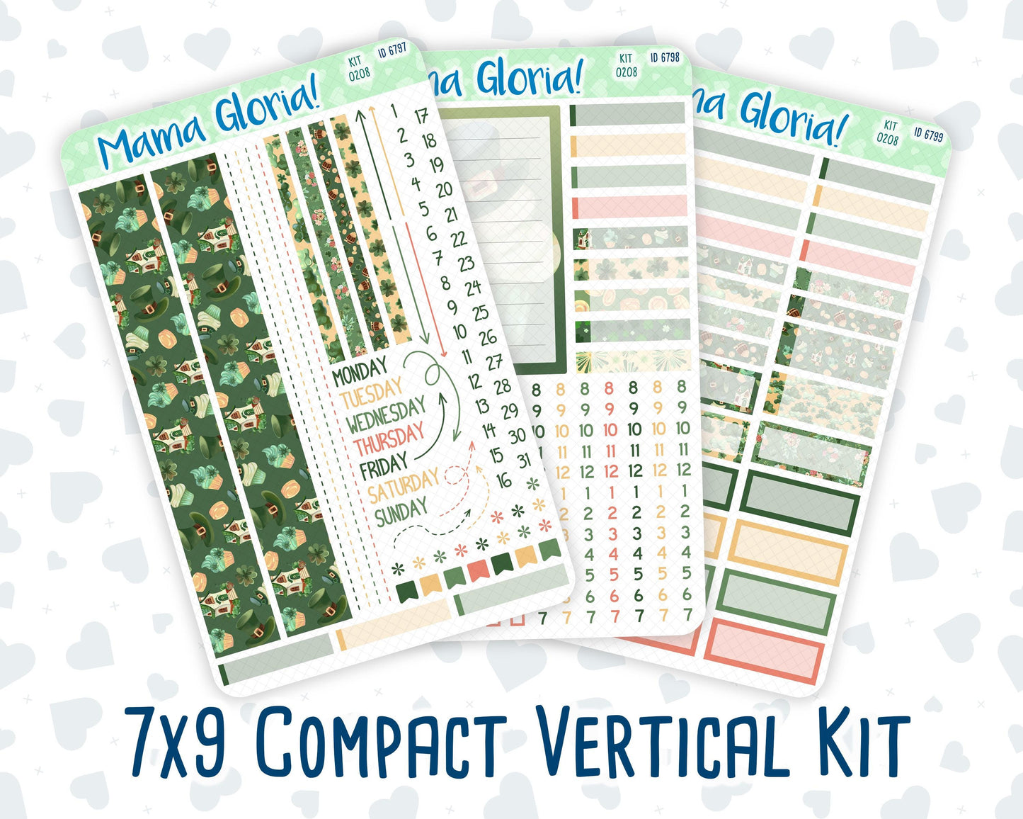 Kit 0208- 7x9 Compact Vertical - Shamrock Lane- Weekly - March