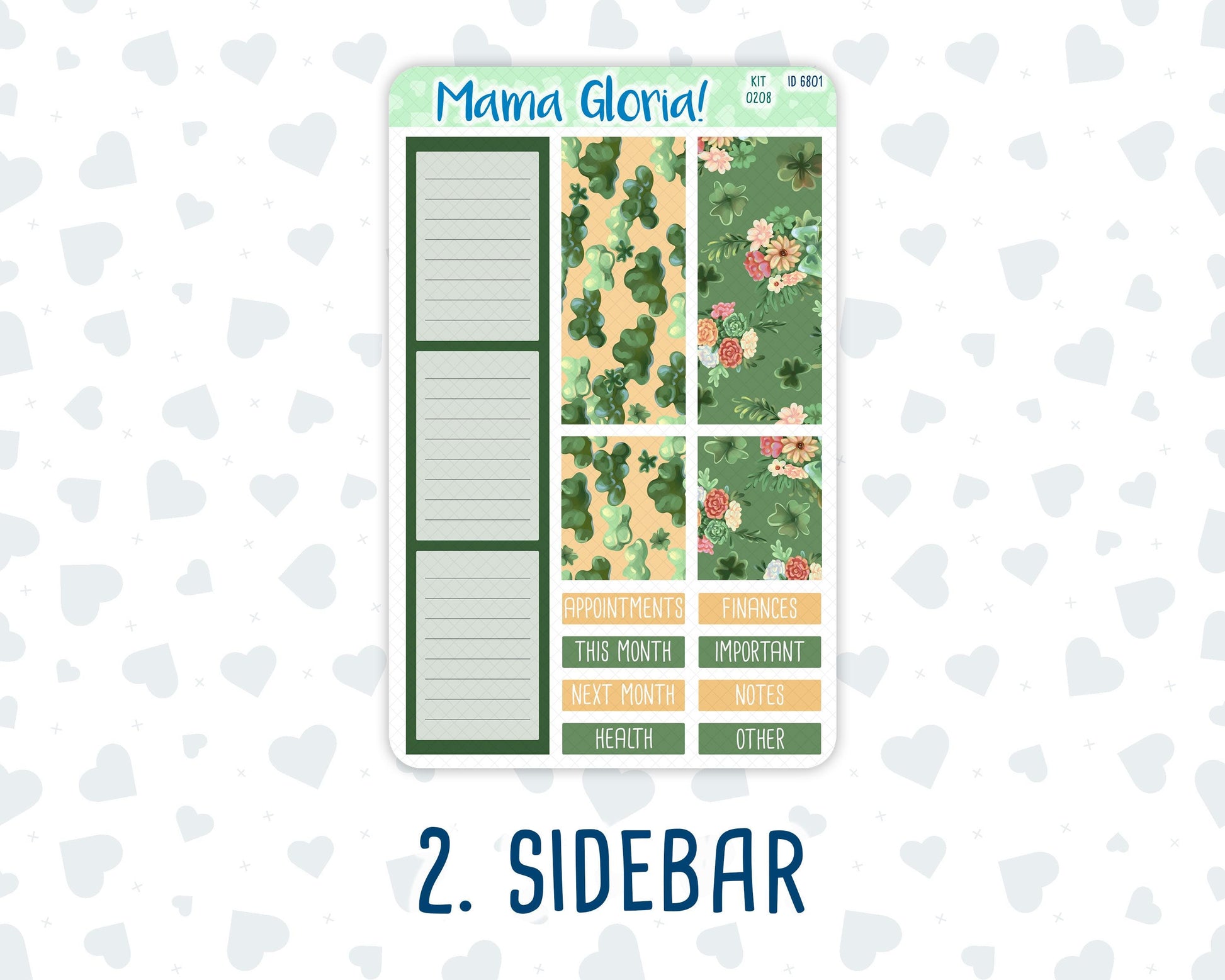 Kit 0208- 7x9 - Monthly - Shamrock Lane - March - For EC Planners