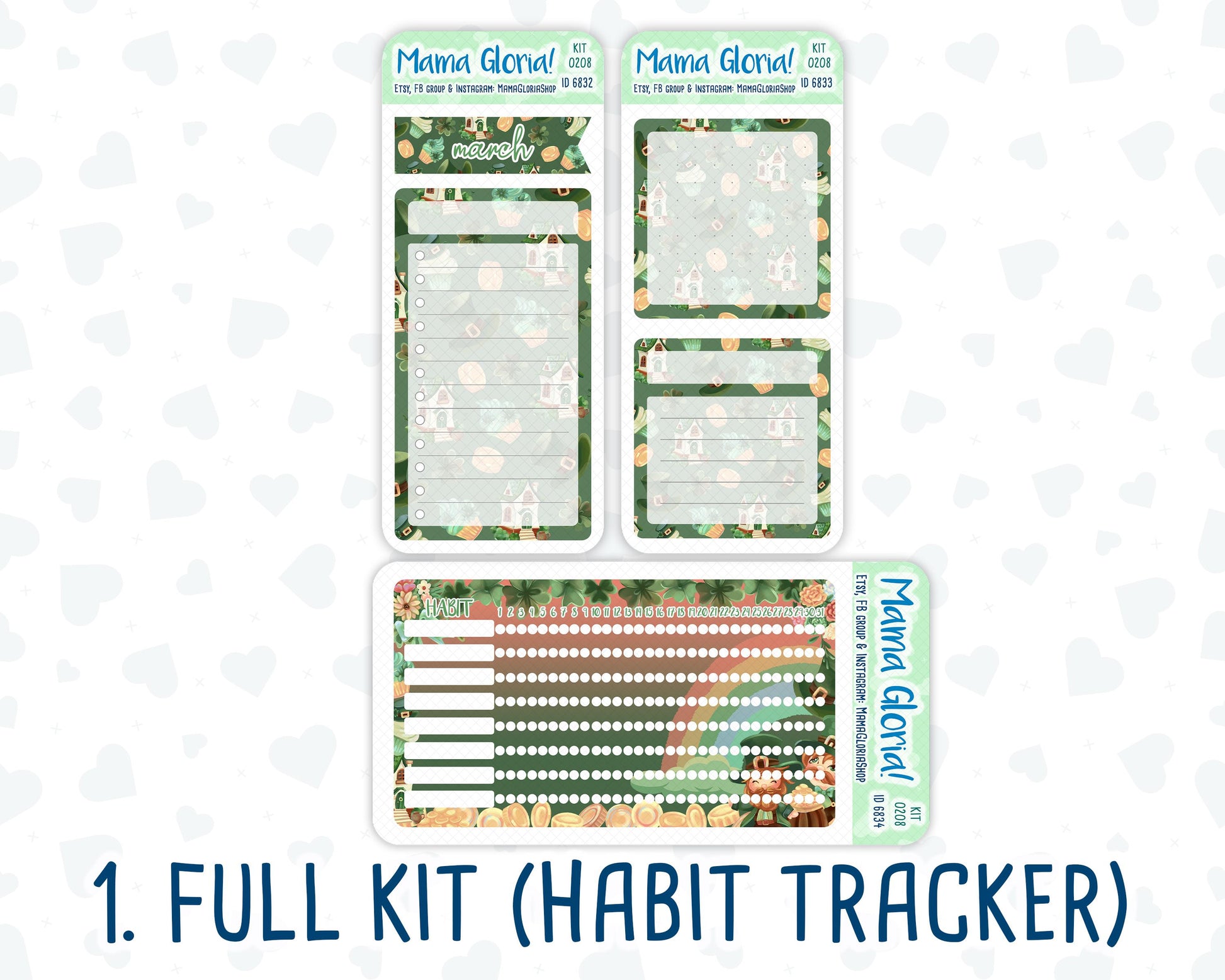 Kit 0208- A5 - Shamrock Lane - March - Notes Pages - Dashboard Kit - Productivity Page