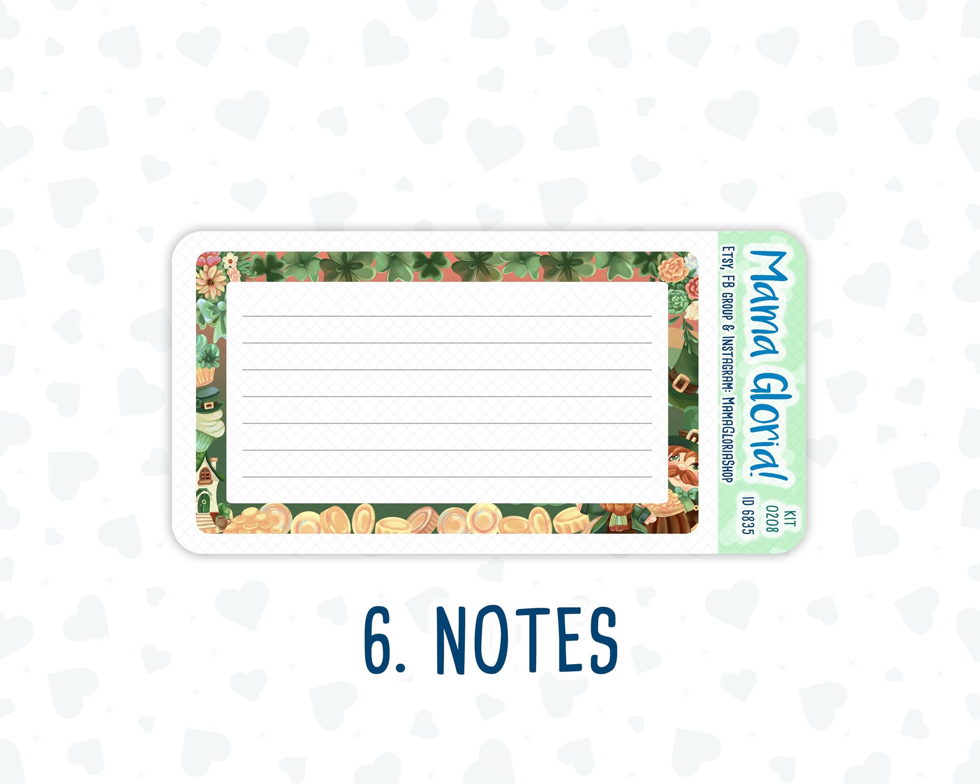 Kit 0208- A5 - Shamrock Lane - March - Notes Pages - Dashboard Kit - Productivity Page